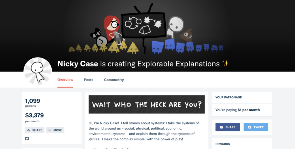Nicki Case's page on Patreon