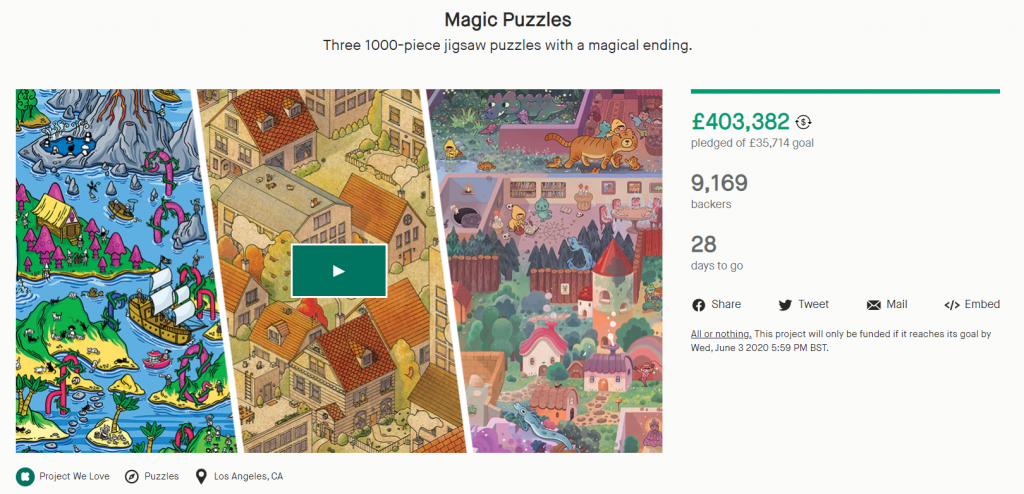 The Kickstarter campaign of Magic Puzzles